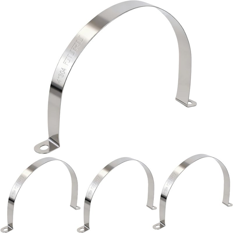 ORU 4pcs 4 Inch Conduit Clamp 304 Stainless Steel, Rigid Metal Pipe Clamp U Bracket, 2 Holes Pipe Strap for Automotive, Wire & Tube - Image 1